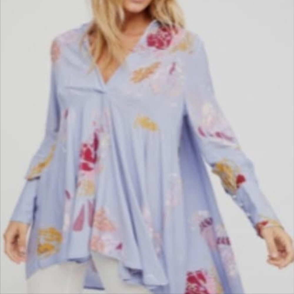 Free People Field of Butterflies High Low Tunic Top Size S